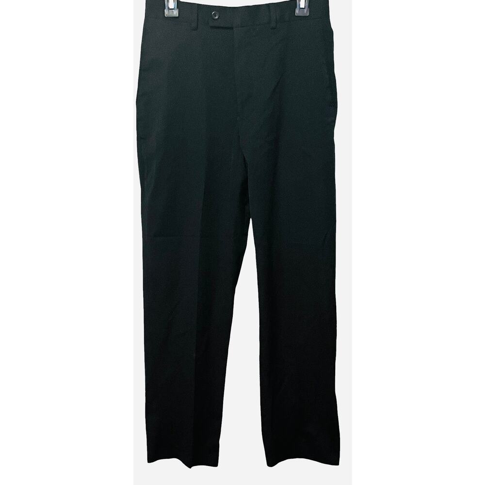 LOUIS RAPHAEL TAILORED FLAT FRONT HIGH-RISE DRESS PANTS, MENS, 30X32, BLACK